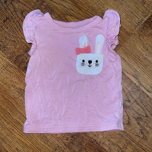 Little Sleepies Pink and White Short Sleeve Tee with Bunny Design